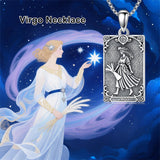 Sterling Silver Tarot Card 12 Zodiac Sign Pendant Necklace