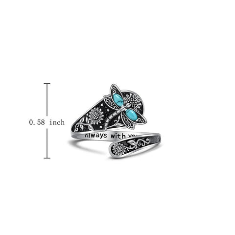 Sterling Silver Turquoise Hummingbird Butterfly Sunflower Adjustable Spoon Ring