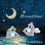 Sterling Silver Celtic Knot Moon Stud Earrings