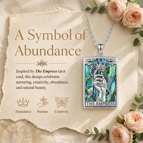 Sterling Silver Abalone Shell Tarot Card Pendant Necklace Gifts for Birthday Halloween Anniversary Valentine’s Day
