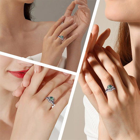 Sterling Silver Moss Agate Moonstone Branch Engagement Wedding Promise Ring  for Her