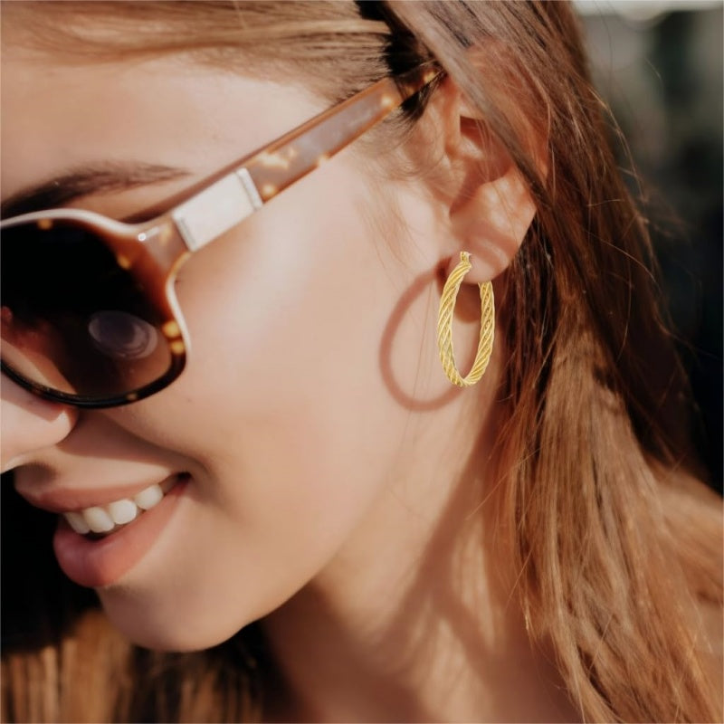 14K Gold Plated  Lightweight Hoop Earring for Women