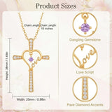 14K Gold Plated  Birthstone  LOVE Heart Cross Necklace for Women Faith Jewelry