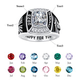 Sterling Silver Personalized  Birthstone Engraved Class Ring Graduation Jewelry