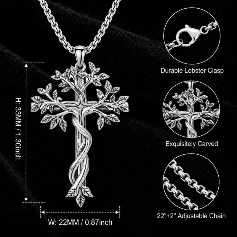 Sterling Silver Cross Pendant Necklace Gift for Anniversary Christmas