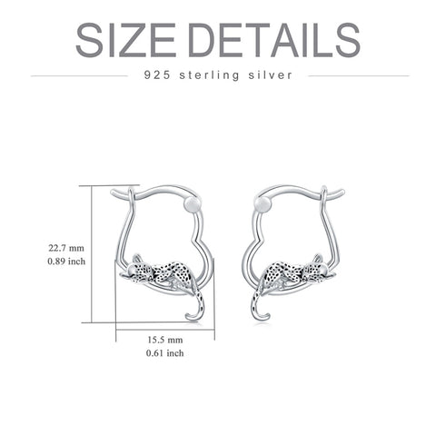 Sterling Silver Fox Frog Leopard Peacock Puppy Animal Hug Hoop Earrings