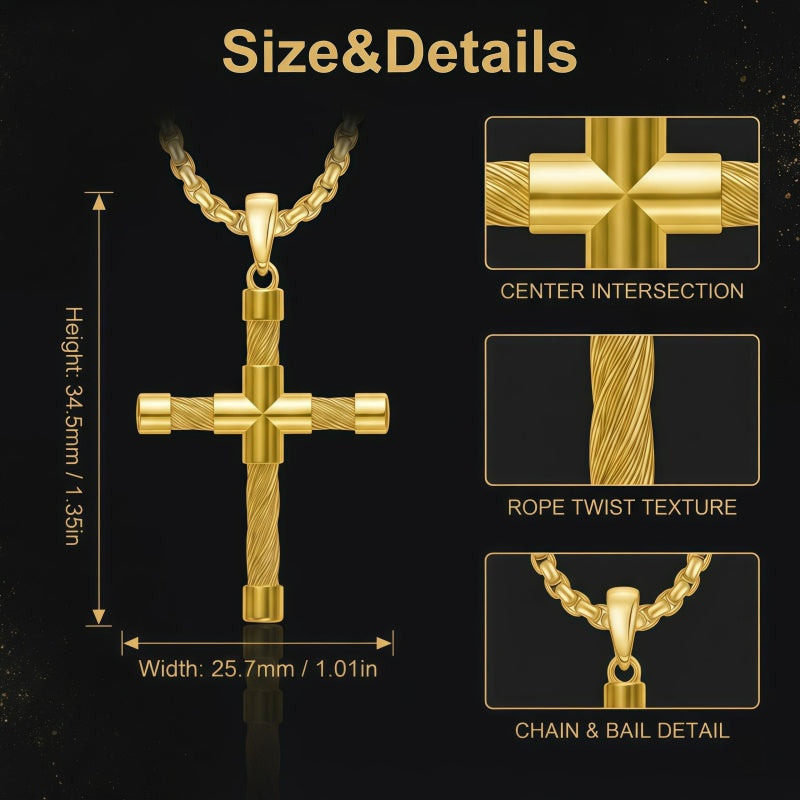 14K Gold Plated Cross Pendant Necklace Christian Jewelry Gifts