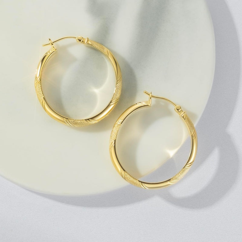14K Gold Plated  Large Thick Hoop Earrings for Women