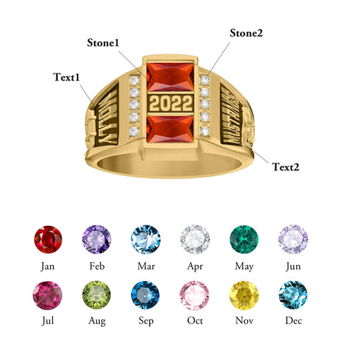 Sterling Sliver Personalied Engraved Birthstone Graduation High School Rings