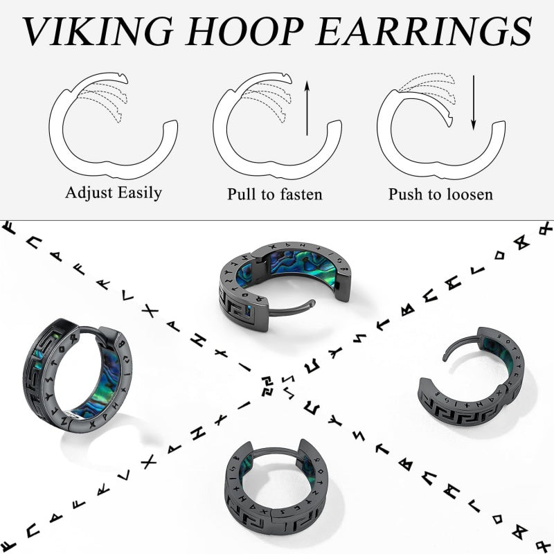 14K Gold Plated  Viking Hoop Earrings