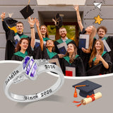 Copper Sterling Silver Personalized Birthstone High School College Class Ring Graduation Memorial Rings Gifts for Her