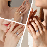 Sterling Silver Moss Agate Moonstone Branch Engagement Wedding Promise Ring  for Her