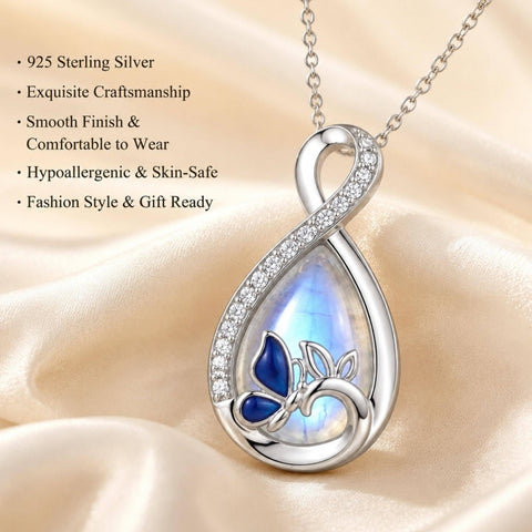 Sterling Silver Teardrop Gemstone Rose Butterfly Infinity Heart Necklace for Women