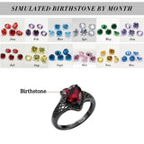 Sterling Silver Personalized Birthstone Punk Skull Bat Snake Ring Goth Jewelry for Halloween Birthday