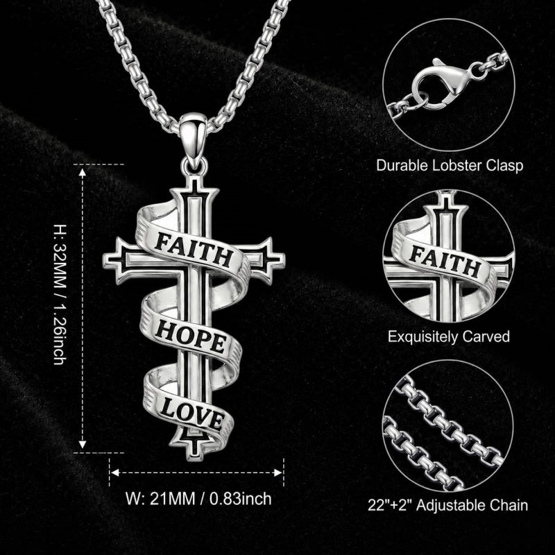 Sterling Silver Cross Pendant Necklace Christian Religious Jewelry Gifts for Anniversary
