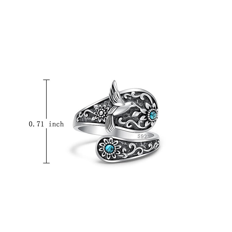 Sterling Silver Oxidized Dragonfly Butterfly Hummingbird Sea Turtle Anchor Cross Tree of Life Sunflower Spoon Ring