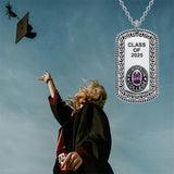 Sterling Silver Personalized Birthstone Class Necklaces High School, College University Pendant Necklace