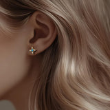 14K Gold Plated  Four-Pointed Star Stud Earrings for Women