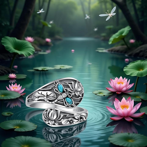 Sterling SilverMustard Seed Turtle Ocean Butterfly Dragonfly Turquoise Adjustable  Spoon Ring Spoon Jewelry for Women