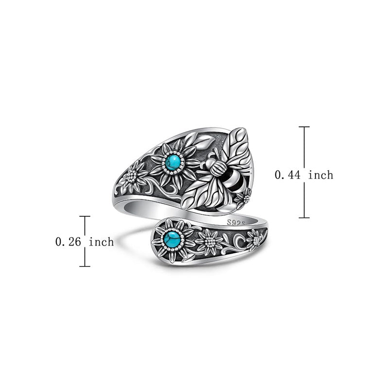 Sterling Silver Oxidized Dragonfly Butterfly Hummingbird Sea Turtle Anchor Cross Tree of Life Sunflower Spoon Ring