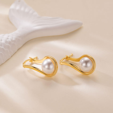 14K Gold Plated Pearl  Earrings for Women