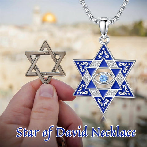 Sterling Silver Star of David, Evil Eye, Tree of Life, Cross Lion, Chai Pendant Necklace