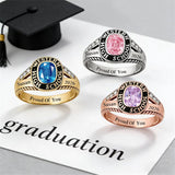 Sterling Silver Customizable Birthstone Engraved 2026 High School College Graduation Class Ring