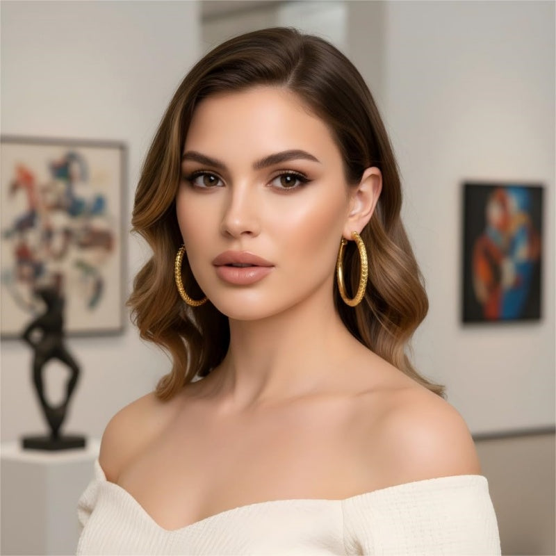 14K Gold Plated  Lightweight Hoop Earring for Women