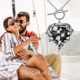 Sterling Silver Gothic Witches Heart Pendant Necklace