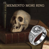 Sterling Silver Gothic Skull  Momento Mori Memento Mori Signet Ring