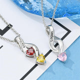 Sterling Silver Personalized  Birthstone Engraved Pendant Necklace for Women