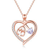 10K 14K 18K Gold Heart Birthstone Personalized Engraved Stethoscope Pendant Necklace