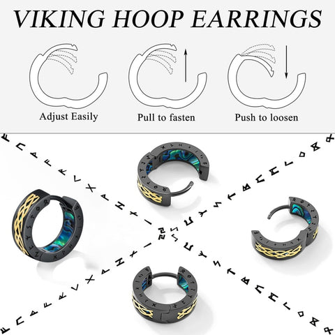 14K Gold Plated  Viking Hoop Earrings