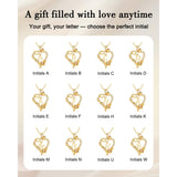 14K Gold Plated Initial Heart Pendant  Necklace Gift for Women Anniversary for Her