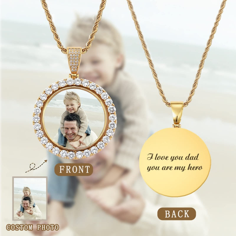 14K Gold Plated Personalized Photo Pendant Necklace Personalized Gift
