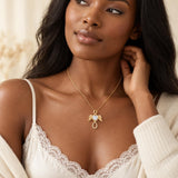 14K Gold Plated 12-Month Birthstone Infinity Angel Wings Pendant Necklace for Women