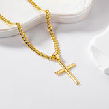 14K Gold Plated Cross Necklace with Cuban Chain for Men