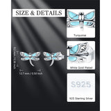 Sterling Silver White Turquoise Dragonfly Spoon Ring and Dragonfly Sunflower Stud Earrings