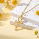 14K Gold Plated Coptic Ankh Cross Necklace for Women Faith Christian Gifts