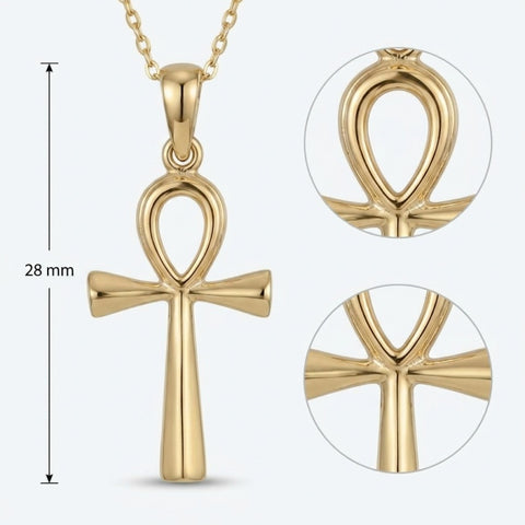 14K Gold Plated Coptic Ankh Cross Necklace for Women Faith Christian Gifts