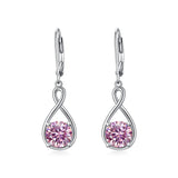 Dangle Drop Infinity Earrings 925 Sterling Silver Leverback Birstone Earrings 18K White Gold Jewelry for Women Girls