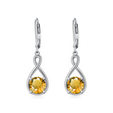 Dangle Drop Infinity Earrings 925 Sterling Silver Leverback Birstone Earrings 18K White Gold Jewelry for Women Girls