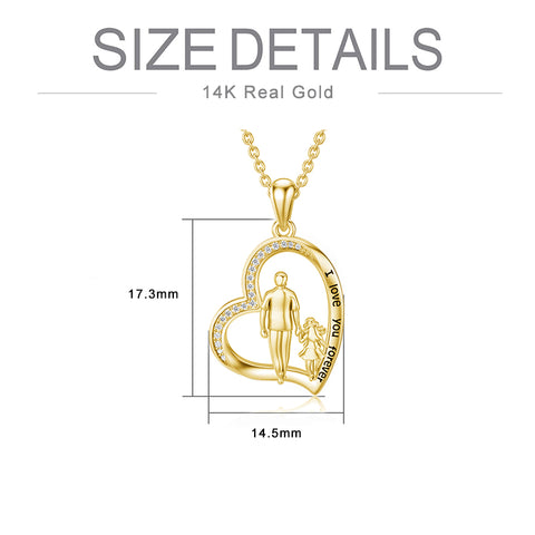 14K Gold Father Daughter Heart Pendant Necklace From Dad I Love You Forever