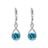 Dangle Drop Infinity Earrings 925 Sterling Silver Leverback Birstone Earrings 18K White Gold Jewelry for Women Girls