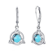 Celtic Earrings 925 Sterling Silver Moonstone / Turquoise Earrings Celtic Knot Jewelry for Girl Women