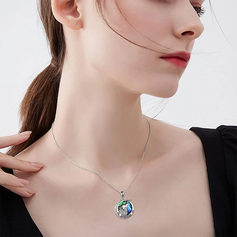 Sterling Silver Wolf Urn Necklace for Ashes With Engraved