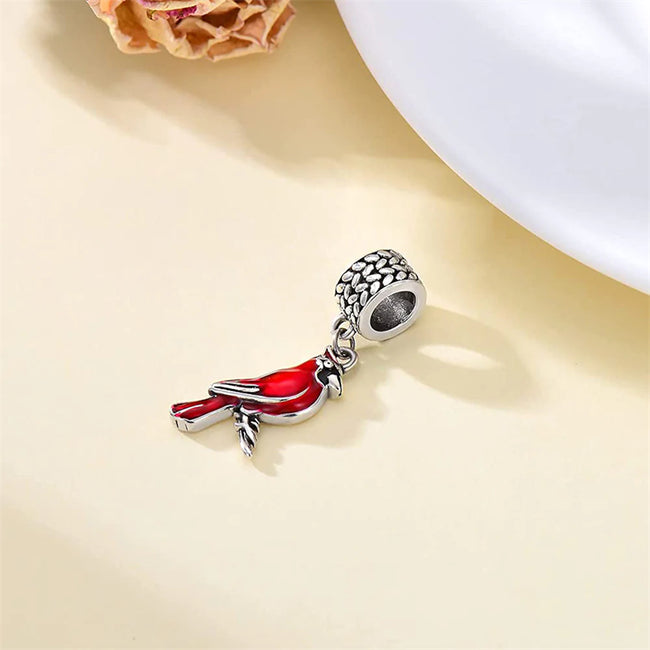 Red Cardinal Bird Charm 925 Sterling Silver Dangle Bead Fit Bracelet Our  Love Never Dies Gifts for Women
