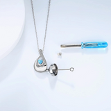Sterling Silver Heart CZ TearDangle Urn Necklace for Ashes