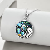 Sterling Silver Abalone Shell Mountain Hiking Pendant Necklace
