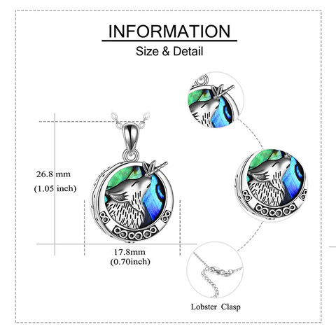 Sterling Silver Wolf Urn Necklace for Ashes With Engraved